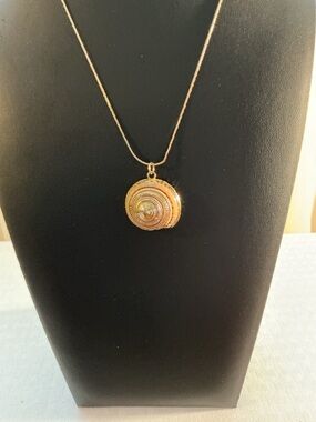 Natural Land Snail Shell Gold Tone Electroplated Pendant Necklace